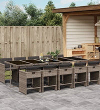 11-tlg. Garten-Essgruppe mit Kissen Grau Poly Rattan