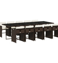 11-tlg. Garten-Essgruppe mit Kissen Braun Poly Rattan
