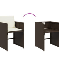 11-tlg. Garten-Essgruppe mit Kissen Braun Poly Rattan