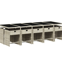 11-tlg. Garten-Essgruppe mit Kissen Hellgrau Poly Rattan
