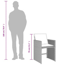 11-tlg. Garten-Essgruppe mit Kissen Hellgrau Poly Rattan