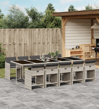 11-tlg. Garten-Essgruppe mit Kissen Hellgrau Poly Rattan