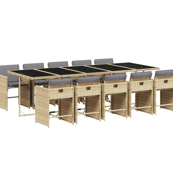 11-tlg. Garten-Essgruppe mit Kissen Beigemischung Poly Rattan