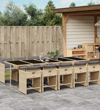 11-tlg. Garten-Essgruppe mit Kissen Beigemischung Poly Rattan