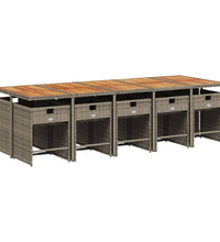 11-tlg. Garten-Essgruppe mit Kissen Grau Poly Rattan