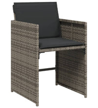 11-tlg. Garten-Essgruppe mit Kissen Grau Poly Rattan