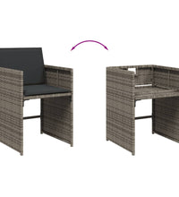 11-tlg. Garten-Essgruppe mit Kissen Grau Poly Rattan