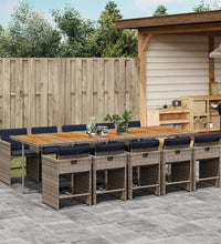 11-tlg. Garten-Essgruppe mit Kissen Grau Poly Rattan