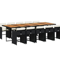 11-tlg. Garten-Essgruppe mit Kissen Schwarz Poly Rattan