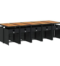 11-tlg. Garten-Essgruppe mit Kissen Schwarz Poly Rattan