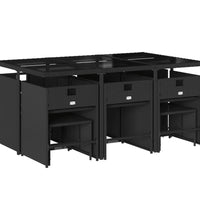 11-tlg. Garten-Essgruppe mit Kissen Schwarz Poly Rattan