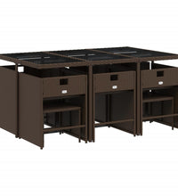 11-tlg. Garten-Essgruppe mit Kissen Braun Poly Rattan