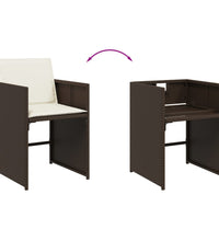 11-tlg. Garten-Essgruppe mit Kissen Braun Poly Rattan