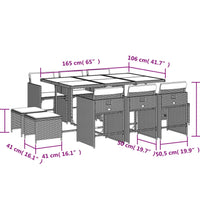 11-tlg. Garten-Essgruppe mit Kissen Braun Poly Rattan