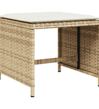 11-tlg. Garten-Essgruppe mit Kissen Beige Poly Rattan