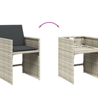 11-tlg. Garten-Essgruppe mit Kissen Hellgrau Poly Rattan