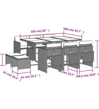 11-tlg. Garten-Essgruppe mit Kissen Beigemischung Poly Rattan