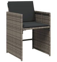 11-tlg. Garten-Essgruppe mit Kissen Grau Poly Rattan