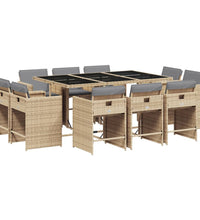 11-tlg. Garten-Essgruppe mit Kissen Beigemischung Poly Rattan