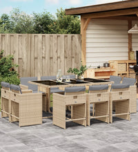 11-tlg. Garten-Essgruppe mit Kissen Beigemischung Poly Rattan