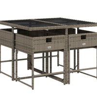 5-tlg. Garten-Essgruppe mit Kissen Grau Poly Rattan