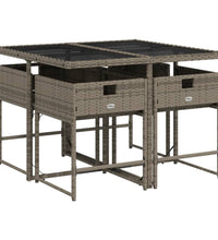 5-tlg. Garten-Essgruppe mit Kissen Grau Poly Rattan