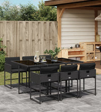 7-tlg. Garten-Essgruppe mit Kissen Schwarz Poly Rattan