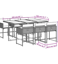 7-tlg. Garten-Essgruppe mit Kissen Braun Poly Rattan