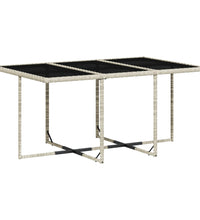 7-tlg. Garten-Essgruppe mit Kissen Hellgrau Poly Rattan