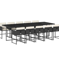 11-tlg. Garten-Essgruppe mit Kissen Schwarz Poly Rattan