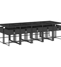 11-tlg. Garten-Essgruppe mit Kissen Schwarz Poly Rattan