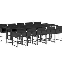 11-tlg. Garten-Essgruppe mit Kissen Schwarz Poly Rattan