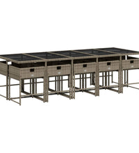 11-tlg. Garten-Essgruppe mit Kissen Grau Poly Rattan