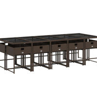 11-tlg. Garten-Essgruppe mit Kissen Braun Poly Rattan