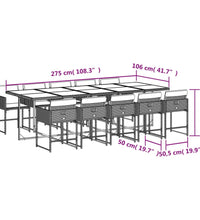 11-tlg. Garten-Essgruppe mit Kissen Braun Poly Rattan