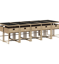 11-tlg. Garten-Essgruppe mit Kissen Beigemischung Poly Rattan