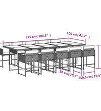 11-tlg. Garten-Essgruppe mit Kissen Beigemischung Poly Rattan