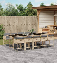 11-tlg. Garten-Essgruppe mit Kissen Beigemischung Poly Rattan