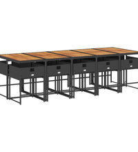 11-tlg. Garten-Essgruppe mit Kissen Schwarz Poly Rattan