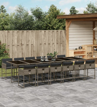 13-tlg. Garten-Essgruppe mit Kissen Grau Poly Rattan