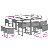 11-tlg. Garten-Essgruppe mit Kissen Braun Poly Rattan