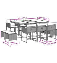 11-tlg. Garten-Essgruppe mit Kissen Beigemischung Poly Rattan