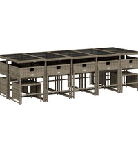 15-tlg. Garten-Essgruppe mit Kissen Grau Poly Rattan