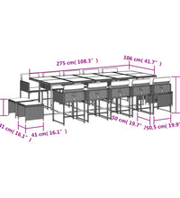 15-tlg. Garten-Essgruppe mit Kissen Grau Poly Rattan