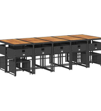 15-tlg. Garten-Essgruppe mit Kissen Schwarz Poly Rattan