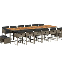 17-tlg. Garten-Essgruppe mit Kissen Grau Poly Rattan