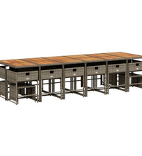 17-tlg. Garten-Essgruppe mit Kissen Grau Poly Rattan