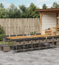 17-tlg. Garten-Essgruppe mit Kissen Grau Poly Rattan