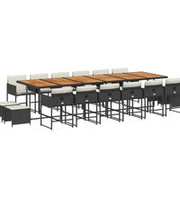 17-tlg. Garten-Essgruppe mit Kissen Schwarz Poly Rattan