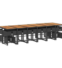 17-tlg. Garten-Essgruppe mit Kissen Schwarz Poly Rattan